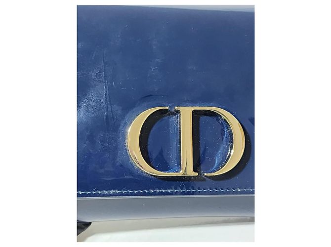 Borsa a tracolla Montaigne in pelle verniciata blu CHRISTIAN DIOR - vista 7