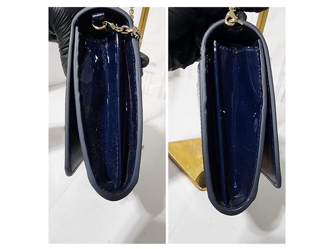 Borsa a tracolla Montaigne in pelle verniciata blu CHRISTIAN DIOR - vista 8