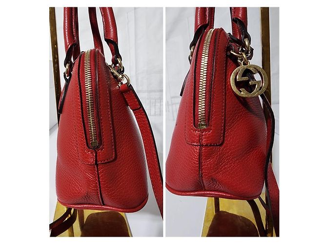 Borsa a cupola piccola GG Charm in pelle di vitello rossa GUCCI Rosso - vista 10