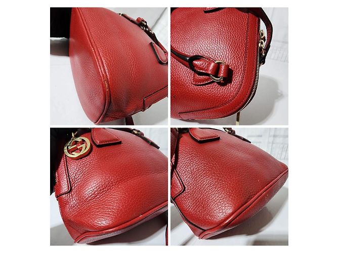 Borsa a cupola piccola GG Charm in pelle di vitello rossa GUCCI Rosso - vista 11
