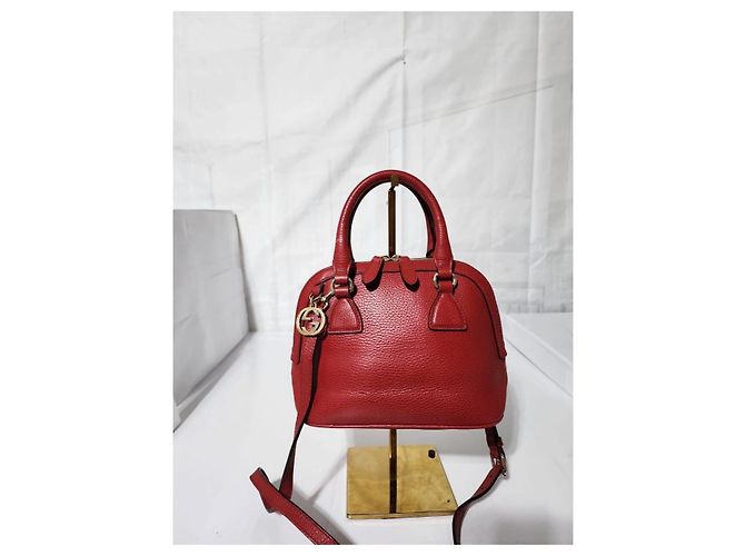 Borsa a cupola piccola GG Charm in pelle di vitello rossa GUCCI Rosso - vista 13