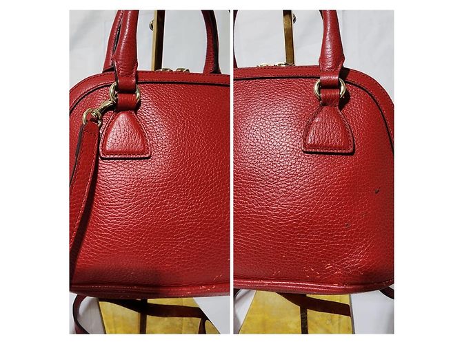 Borsa a cupola piccola GG Charm in pelle di vitello rossa GUCCI Rosso - vista 7