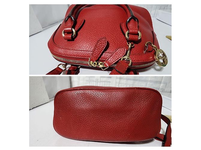 Borsa a cupola piccola GG Charm in pelle di vitello rossa GUCCI Rosso - vista 8