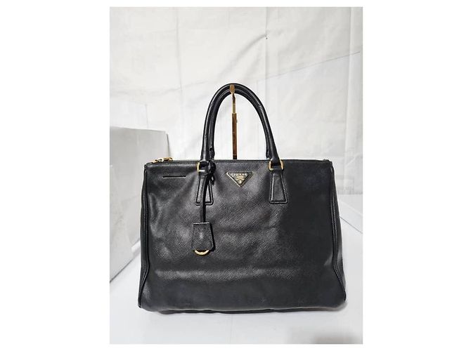 PRADA Saffiano Grande Galleria Double Zip Tote Nero - vista 13