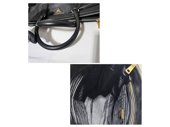 PRADA Saffiano Grande Galleria Double Zip Tote Nero - vista 6