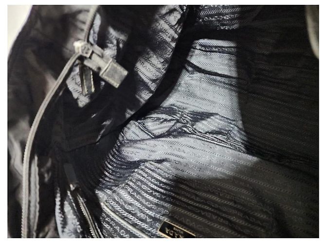 PRADA Borsa Shopper in Nylon Tessuto Nera Nero - vista 10