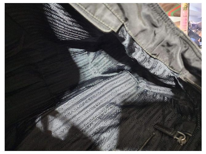 PRADA Borsa Shopper in Nylon Tessuto Nera Nero - vista 11