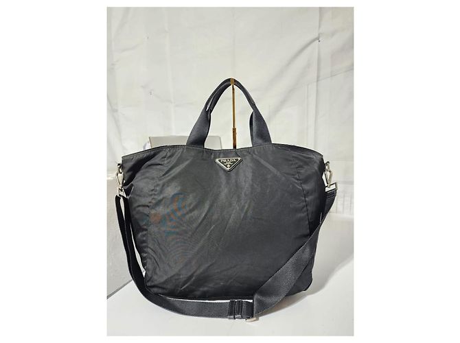 PRADA Borsa Shopper in Nylon Tessuto Nera Nero - vista 13