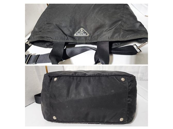 PRADA Borsa Shopper in Nylon Tessuto Nera Nero - vista 5