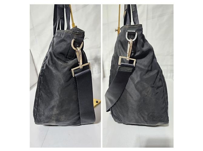 PRADA Borsa Shopper in Nylon Tessuto Nera Nero - vista 6