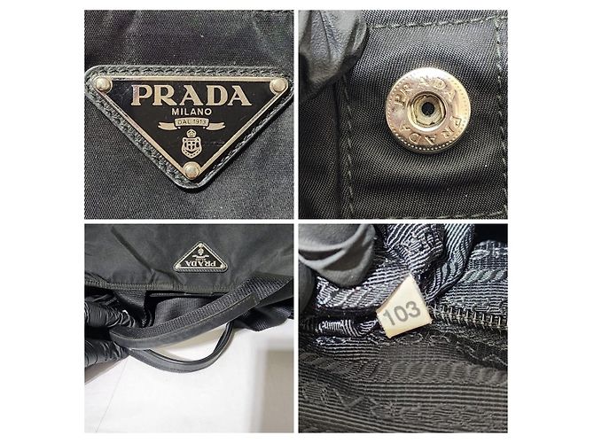 PRADA Borsa Shopper in Nylon Tessuto Nera Nero - vista 7