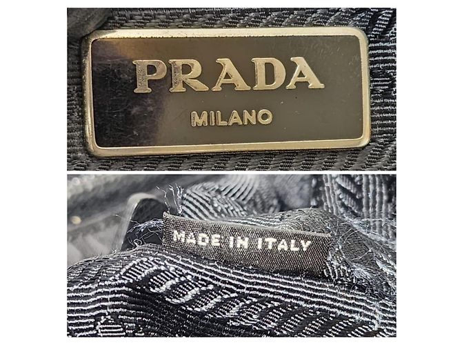 PRADA Borsa Shopper in Nylon Tessuto Nera Nero - vista 8