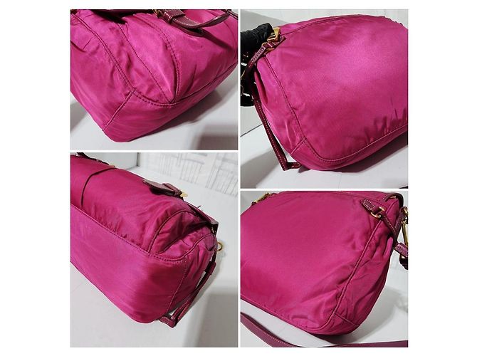 PRADA Borsa Messenger in Nylon Saffiano Rosa - vista 12
