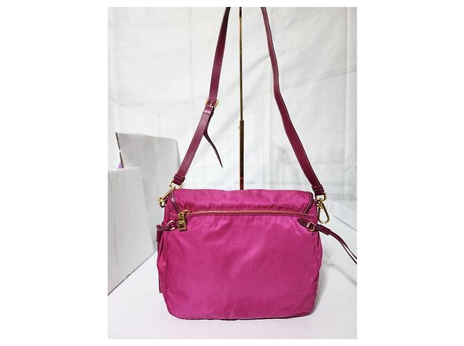 PRADA Borsa Messenger in Nylon Saffiano Rosa - vista 4