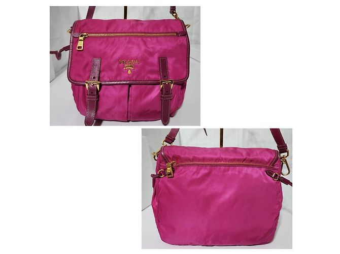 PRADA Borsa Messenger in Nylon Saffiano Rosa - vista 5