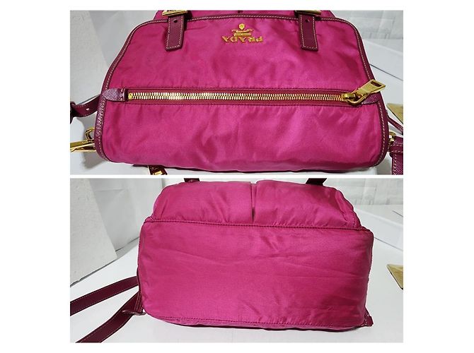 PRADA Borsa Messenger in Nylon Saffiano Rosa - vista 7