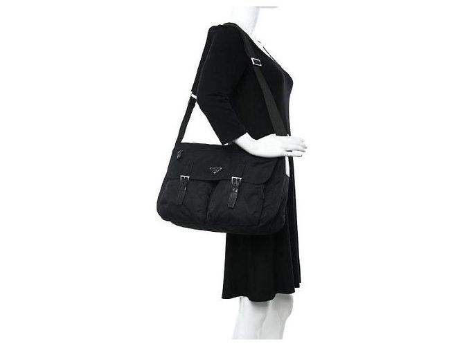 Borsa a tracolla in nylon Tessuto di PRADA nera Nero - vista 3