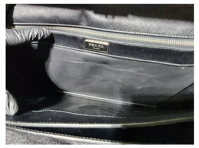 Prada Saffiano Leather Top Handle Briefcase Black - view 10