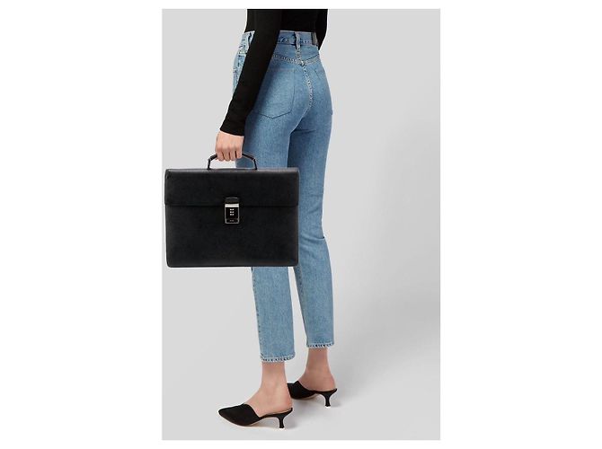 Prada Saffiano Leather Top Handle Briefcase Black - view 3