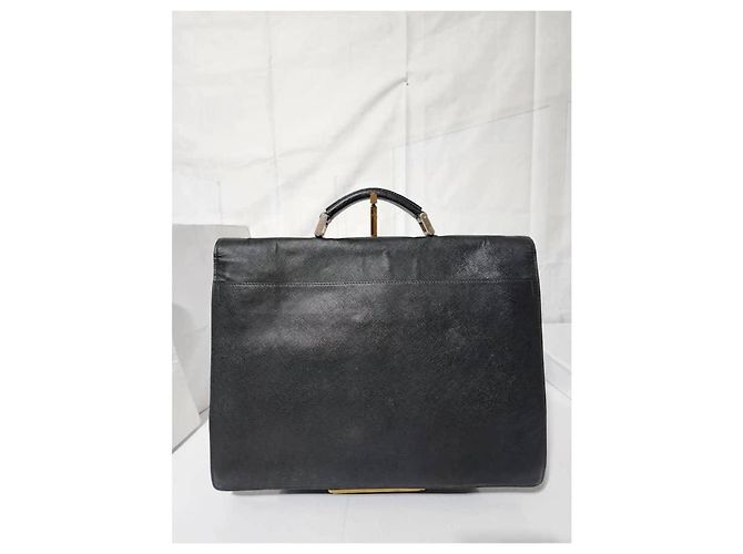 Prada Saffiano Leather Top Handle Briefcase Black - view 4