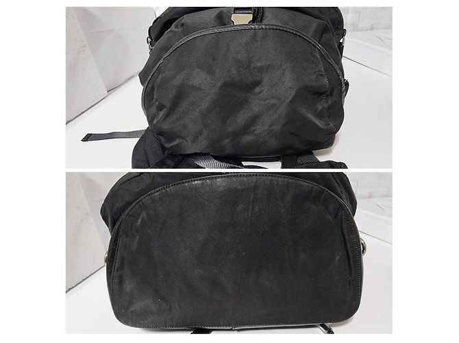 Schwarzer Tessuto-Rucksack mit Saffiano-Besatz von Prada - Ansicht 7