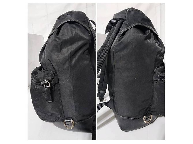 Schwarzer Tessuto-Rucksack mit Saffiano-Besatz von Prada - Ansicht 9