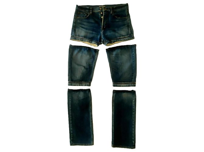Jeans convertibili con zip Balenciaga SS18 in denim blu navy (Taglia 32) - vista 11