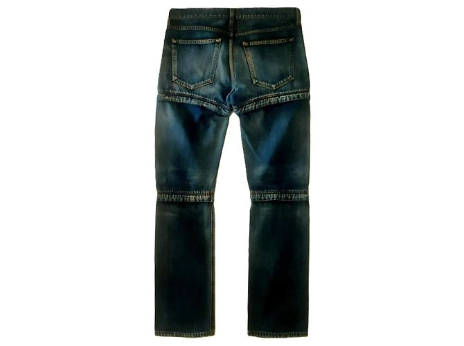 Jeans convertibili con zip Balenciaga SS18 in denim blu navy (Taglia 32) - vista 2