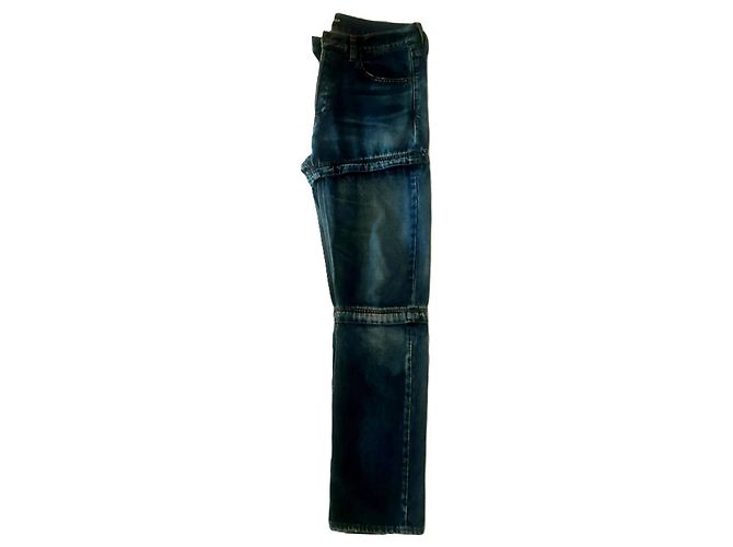 Jeans convertibili con zip Balenciaga SS18 in denim blu navy (Taglia 32) - vista 3