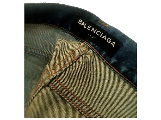 Jeans convertibili con zip Balenciaga SS18 in denim blu navy (Taglia 32) - vista 6