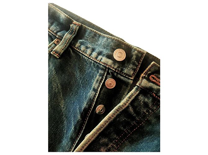 Jeans convertibili con zip Balenciaga SS18 in denim blu navy (Taglia 32) - vista 8
