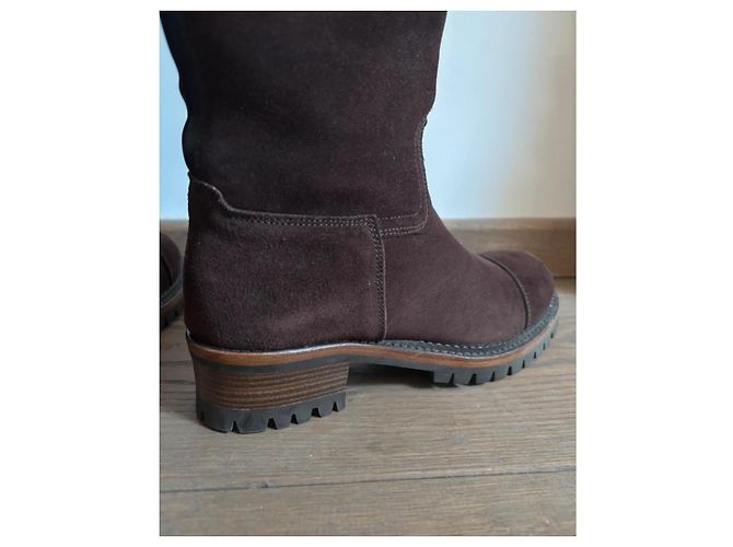 Botas Chanel de ternera marrón efecto ante Castaño - vista 10