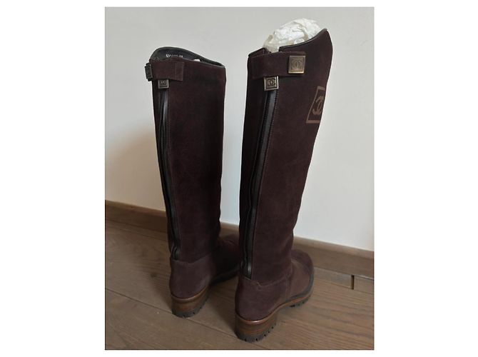 Botas Chanel de ternera marrón efecto ante Castaño - vista 6