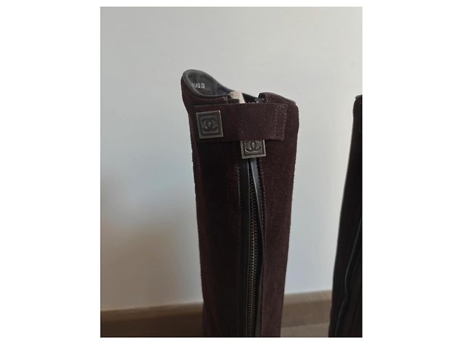 Botas Chanel de ternera marrón efecto ante Castaño - vista 7