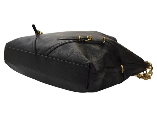 Borsa a spalla media in pelle granulata nera con catena dorata Givenchy Voyou Nero - vista 10