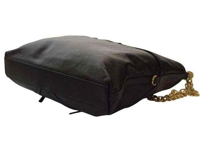 Borsa a spalla media in pelle granulata nera con catena dorata Givenchy Voyou Nero - vista 11