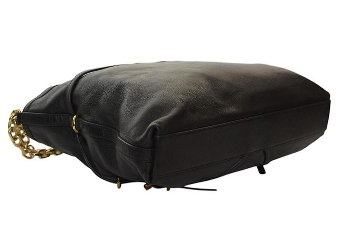 Borsa a spalla media in pelle granulata nera con catena dorata Givenchy Voyou Nero - vista 12