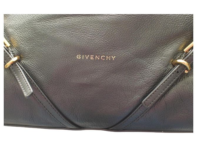 Borsa a spalla media in pelle granulata nera con catena dorata Givenchy Voyou Nero - vista 13