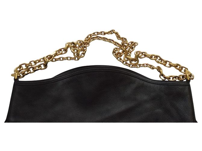 Borsa a spalla media in pelle granulata nera con catena dorata Givenchy Voyou Nero - vista 20