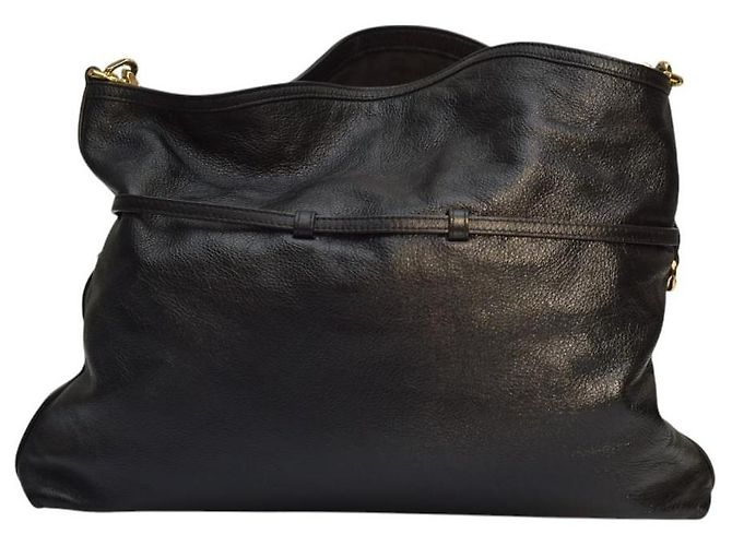 Borsa a spalla media in pelle granulata nera con catena dorata Givenchy Voyou Nero - vista 4