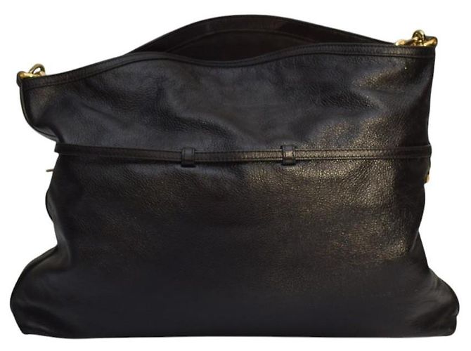 Borsa a spalla media in pelle granulata nera con catena dorata Givenchy Voyou Nero - vista 5