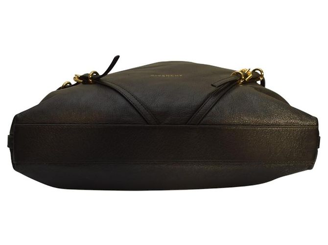 Borsa a spalla media in pelle granulata nera con catena dorata Givenchy Voyou Nero - vista 7