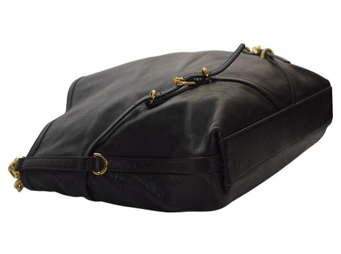 Borsa a spalla media in pelle granulata nera con catena dorata Givenchy Voyou Nero - vista 9