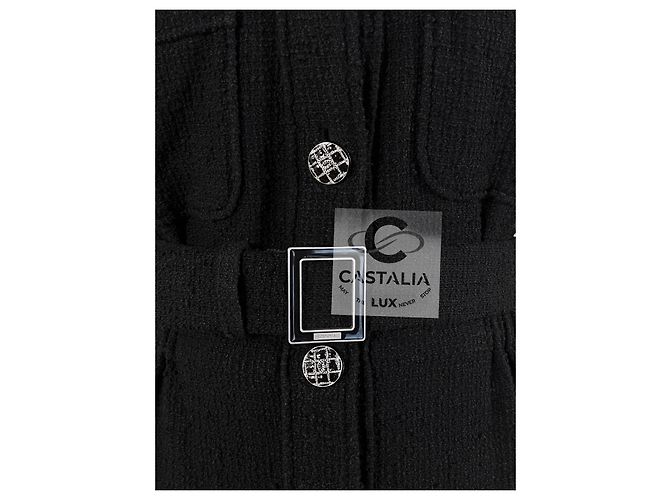 Chanel Schwarzes Tweedkleid mit Gürtel CC Logo 36 FR - Ansicht 6