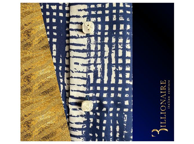 Camicia di seta di Billionaire Bianco Blu - vista 10