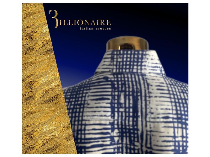Camicia di seta di Billionaire Bianco Blu - vista 11