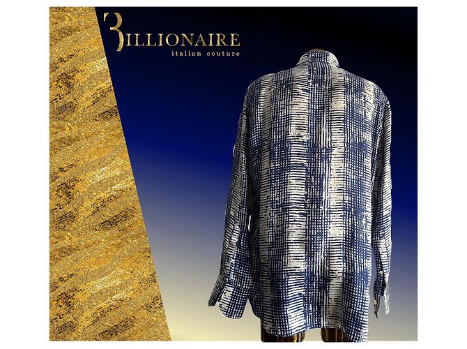 Camicia di seta di Billionaire Bianco Blu - vista 2