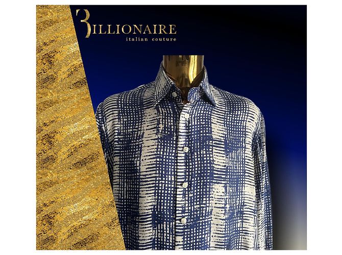 Camicia di seta di Billionaire Bianco Blu - vista 4