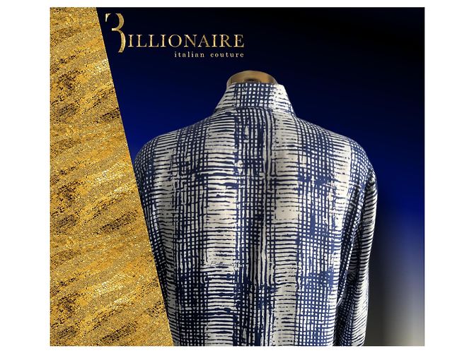 Camicia di seta di Billionaire Bianco Blu - vista 6