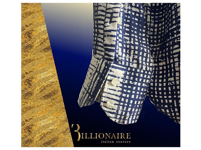 Camicia di seta di Billionaire Bianco Blu - vista 7